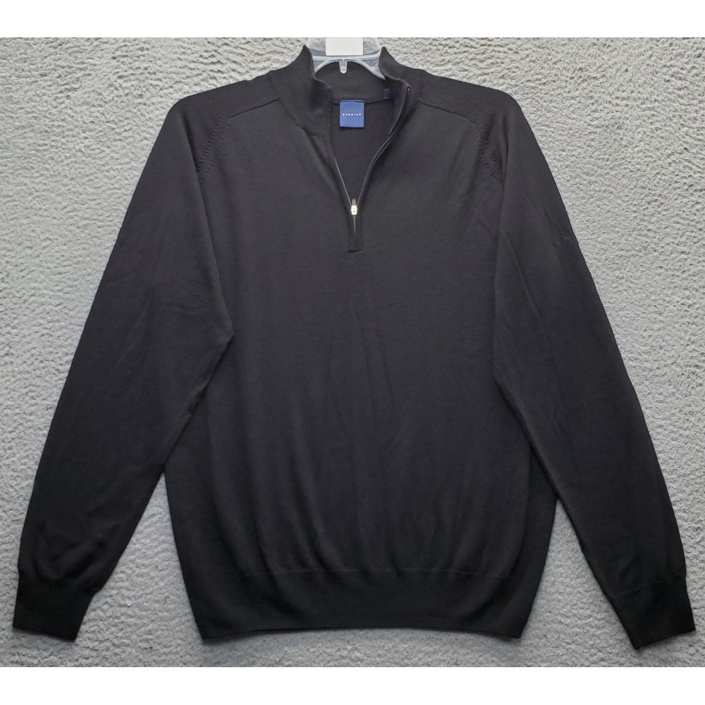 Dunning Golf 1/4 Zip Pullover Sweater Mens M Black Merino Wool Long Sleeve EUC